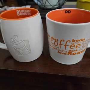 two Dunken donut mugs different graphics no cracks no chips